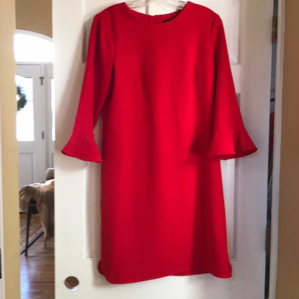Red Dress with “Flutter” Sleeves
